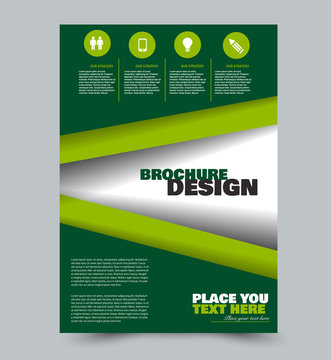 Green flyer design. Abstract brochure or annual report template. Vector illustration.