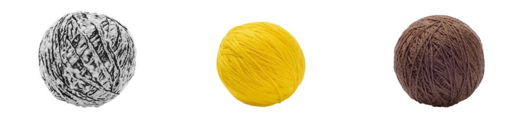 Yarn Balls. Isolated on White Background.