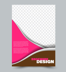 Flyer design template. Pink and brown color. Vector illustration.