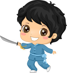 Kid Boy Wushu Illustration