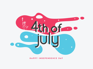 4th Of July, Happy Independence Day banner or poster design with USA flag color splash.
