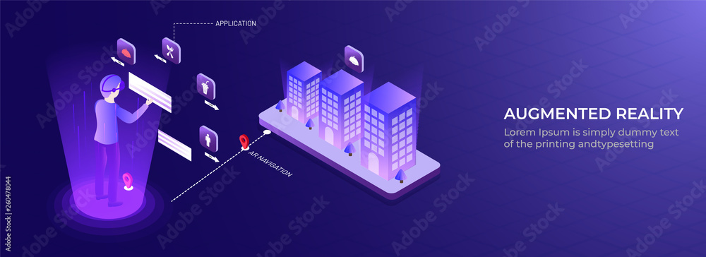 Poster isometric illustration of man controlled and connected his house with technology device through inte