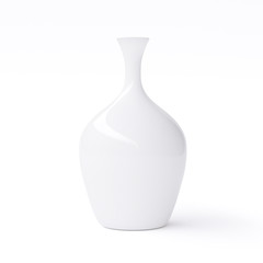 Empty white vase on white background. 3d image