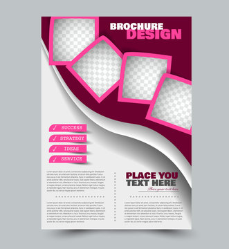 Flyer design template. Brochure layout. Pink color. Vector illustration.