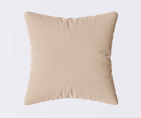Beige pillow isolated on gray background. 3d image