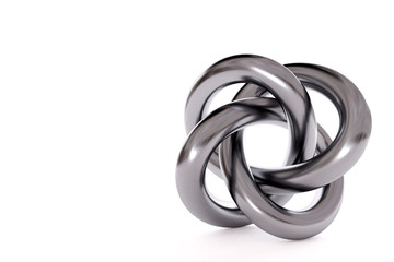 Fototapeta premium Metal torus knot isolated on white background. 3d image