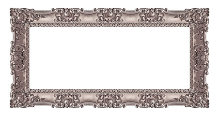 Panoramic silver frame for paintings, mirrors or photo isolated on white background