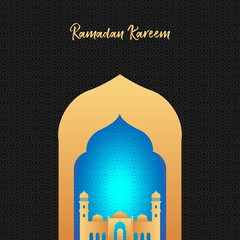 Minimal modern luxury Ramadan Kareem greeting post card and template banner