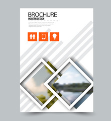 Flyer design template. Brochure layout. Orange color. Vector illustration.