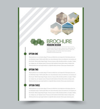 Flyer design template. Brochure layout. Green color. Vector illustration.