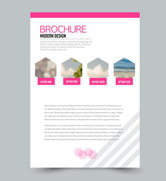Flyer design template. Brochure layout. Pink color. Vector illustration.