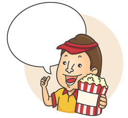 Man Popcorn Speech Bubble Illustration