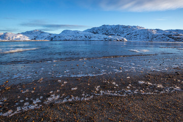 Guba Voronya, Barents Sea bay. Kola Peninsula landscape