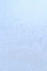 Frosty patterns on a frozen ice box in the early morning