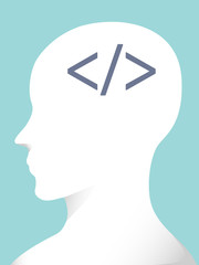 Man Profile Brain Coding Illustration