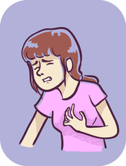 Girl Symptom Chest Pain Illustration