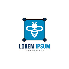 Bee logo template design. Minimalist bee logo with modern frame