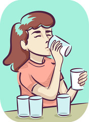 Girl Symptom Increased Thirst Illustration