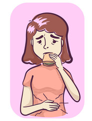 Girl Symptoms Increased Hunger Eating Illustration
