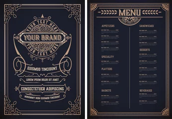 Fotobehang Vintage restaurant menu template. Vector layered © Roverto