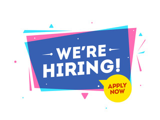 Apply Now for Job Vacancy, We're Hiring banner or advertising poster design.