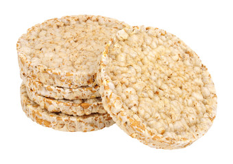 Group of ancient grain spelt cakes isolated on a white background