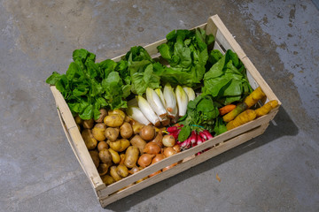 A crate with organic vegetables