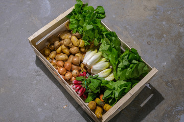 A crate with organic vegetables
