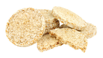 Group of ancient grain spelt cakes isolated on a white background