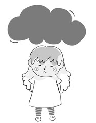 Kid Girl Doodle Dark Cloud Illustration