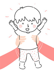 Kid Boy Doodle Parent Hands Lift Up Illustration