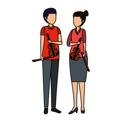 professional couple violinists characters
