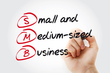 Hand writing SMB - Small and Medium-Sized Business with marker, acronym business concept
