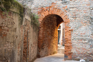 Italy, Venice, details of buildings in typical Venetian style.