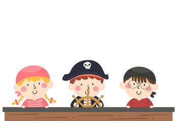 Kids Pirates Border Steering Wheel Illustration