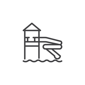 recommend clip art: Water park slide line icon. linear style sign for mobile concept and web design. Water slide in aqua park outline vector icon. Symbol, logo illustration. Pixel perfect vector graphics