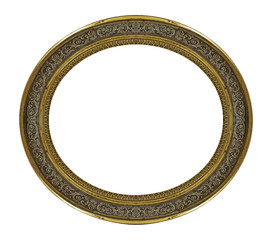 Golden frame for paintings, mirrors or photo isolated on white background