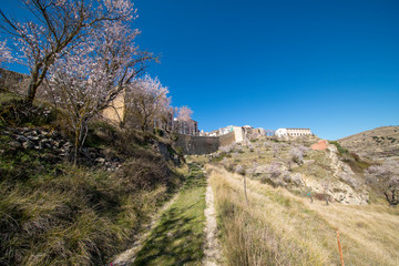 Fototapeta premium Path through the mountain next to the town of Morella