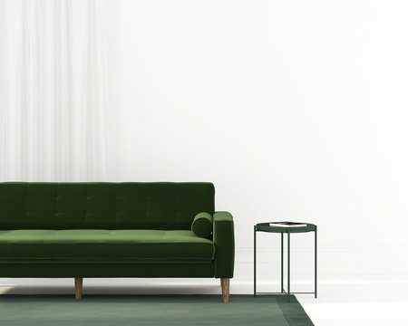 Living Room With A Green Sofa