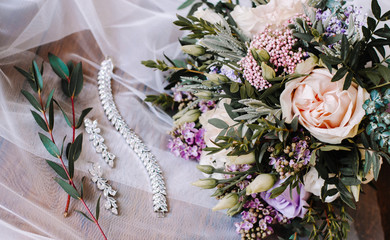 wedding bouquet of white roses