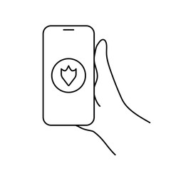 Phone in hand, guard icon