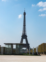 Fototapeta na wymiar La Tour Eiffel vue depuis l'École Militaire à Paris