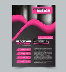 Fototapeta premium Flyer design template. Brochure layout. Black and pink color. Vector illustration.