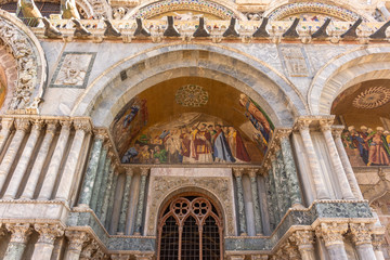 Fototapeta na wymiar Italy, Venice, details and view of the Basilica of San Marco