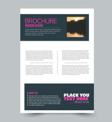 Flyer design template. Brochure layout. Grey and pink color. Vector illustration.