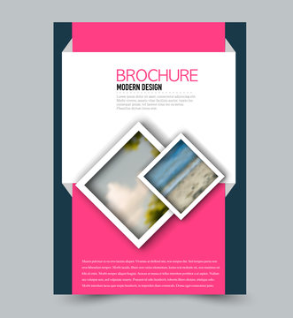 Flyer design template. Brochure layout. Blue and pink color. Vector illustration.