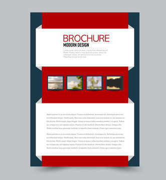 Flyer design template. Brochure layout. Blue and red color. Vector illustration.