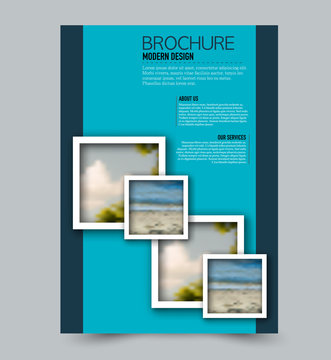 Flyer design template. Brochure layout. Blue color. Vector illustration.