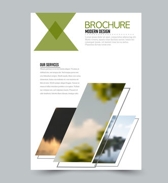 Flyer design template. Brochure layout. Green color. Vector illustration.