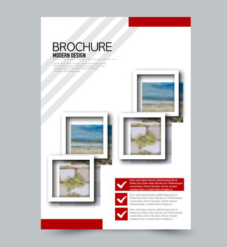 Flyer template. Brochure layout. Annual report cover or print out poster design. Red color. Vector illustration.